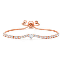 Rose Gold Plated I Couldn't Say I Do Without You Heart Solitaire Bracelet with Zircondia® Crystals