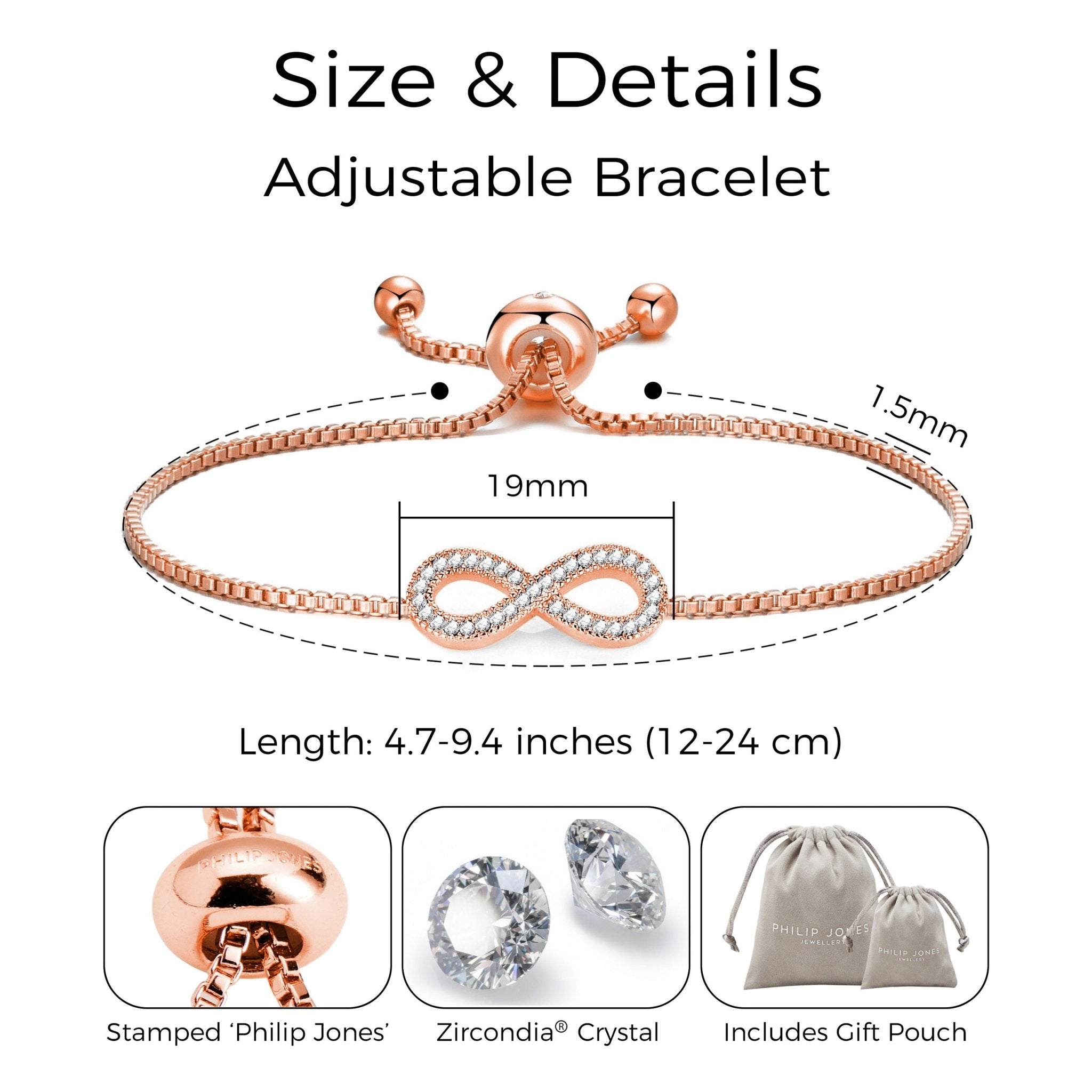 Rose Gold Plated Infinity Friendship Bracelet Created with Zircondia® Crystals