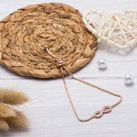 Rose Gold Plated Infinity Friendship Bracelet Created with Zircondia® Crystals