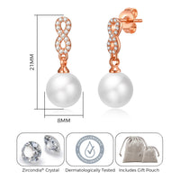 Rose Gold Plated I Couldn't Say I Do Without You Infinity Pearl Drop Earrings with Zircondia® Crystals