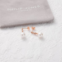 Rose Gold Plated I Couldn't Say I Do Without You Infinity Pearl Drop Earrings with Zircondia® Crystals