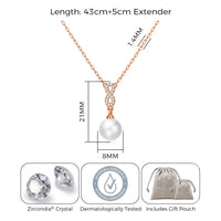 Rose Gold Plated I Couldn't Say I Do Without You Infinity Pearl Wedding Drop Necklace with Zircondia® Crystals
