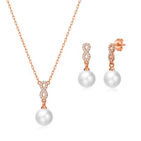 Rose Gold Plated I Couldn't Say I Do Without You Infinity Pearl Drop Set with Zircondia® Crystals
