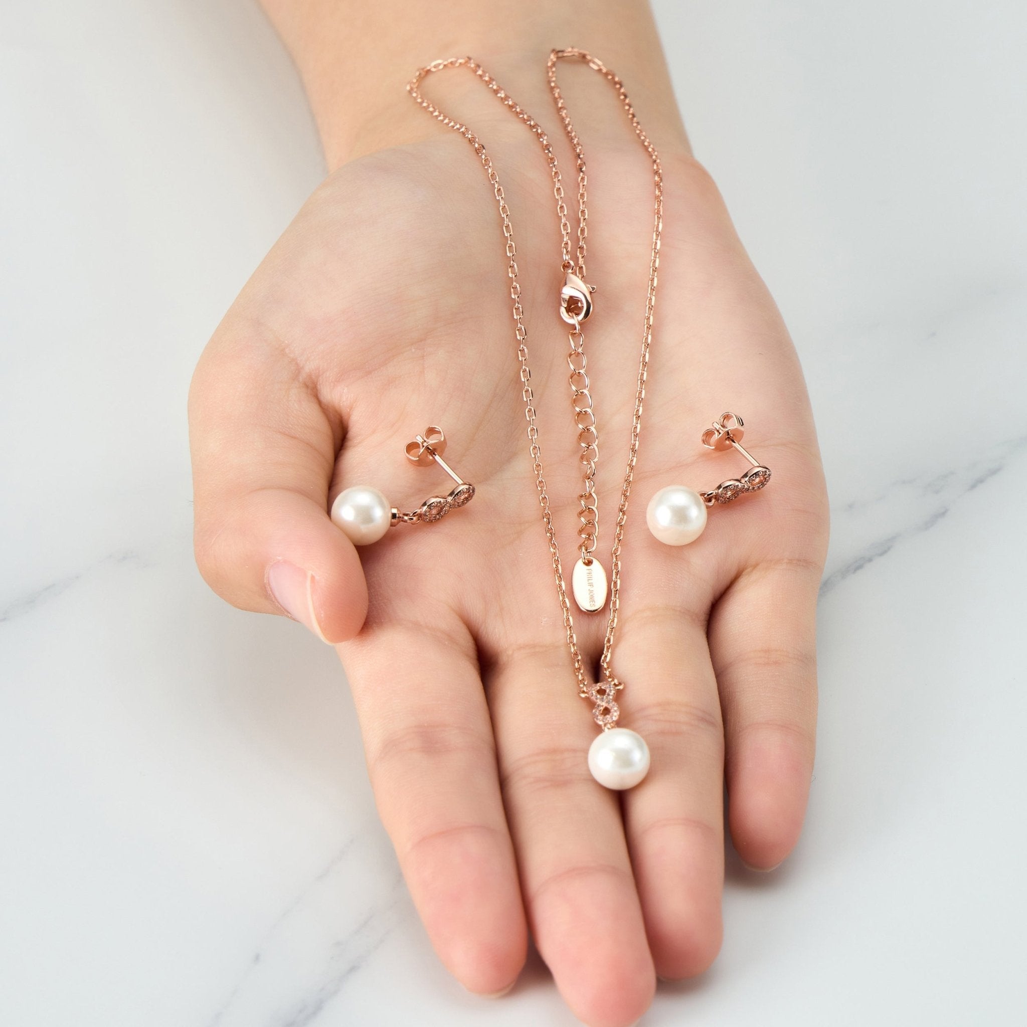 Rose Gold Plated I Couldn't Say I Do Without You Infinity Pearl Drop Set with Zircondia® Crystals