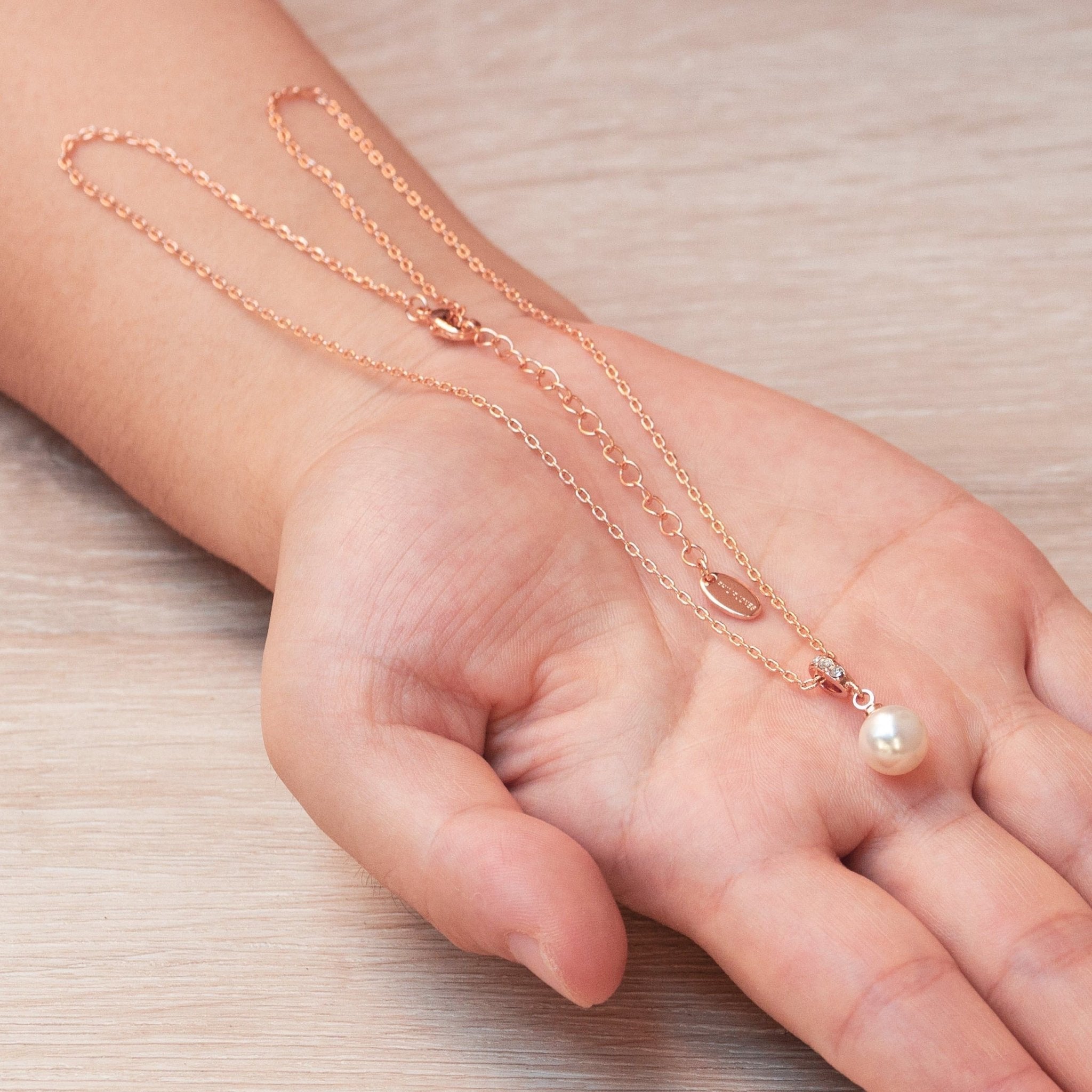 Rose Gold Plated I Couldn't Say I Do Without You Pearl Drop Wedding Necklace Created with Zircondia® Crystals