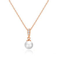 Rose Gold Plated I Couldn't Say I Do Without You Pearl Drop Wedding Necklace Created with Zircondia® Crystals