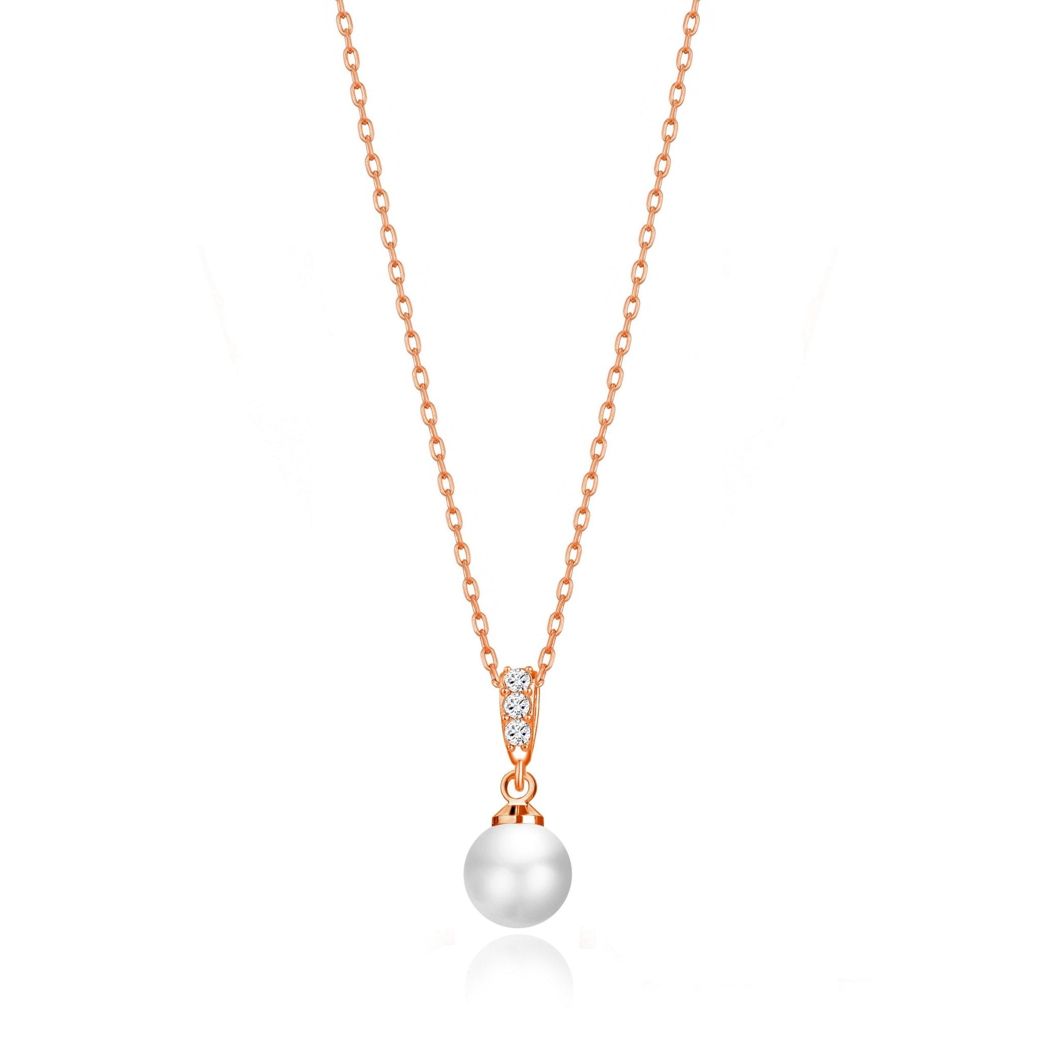 Rose Gold Plated I Couldn't Say I Do Without You Pearl Drop Wedding Necklace Created with Zircondia® Crystals