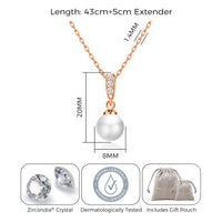 Rose Gold Plated Pearl Drop Necklace Created with Zircondia® Crystals