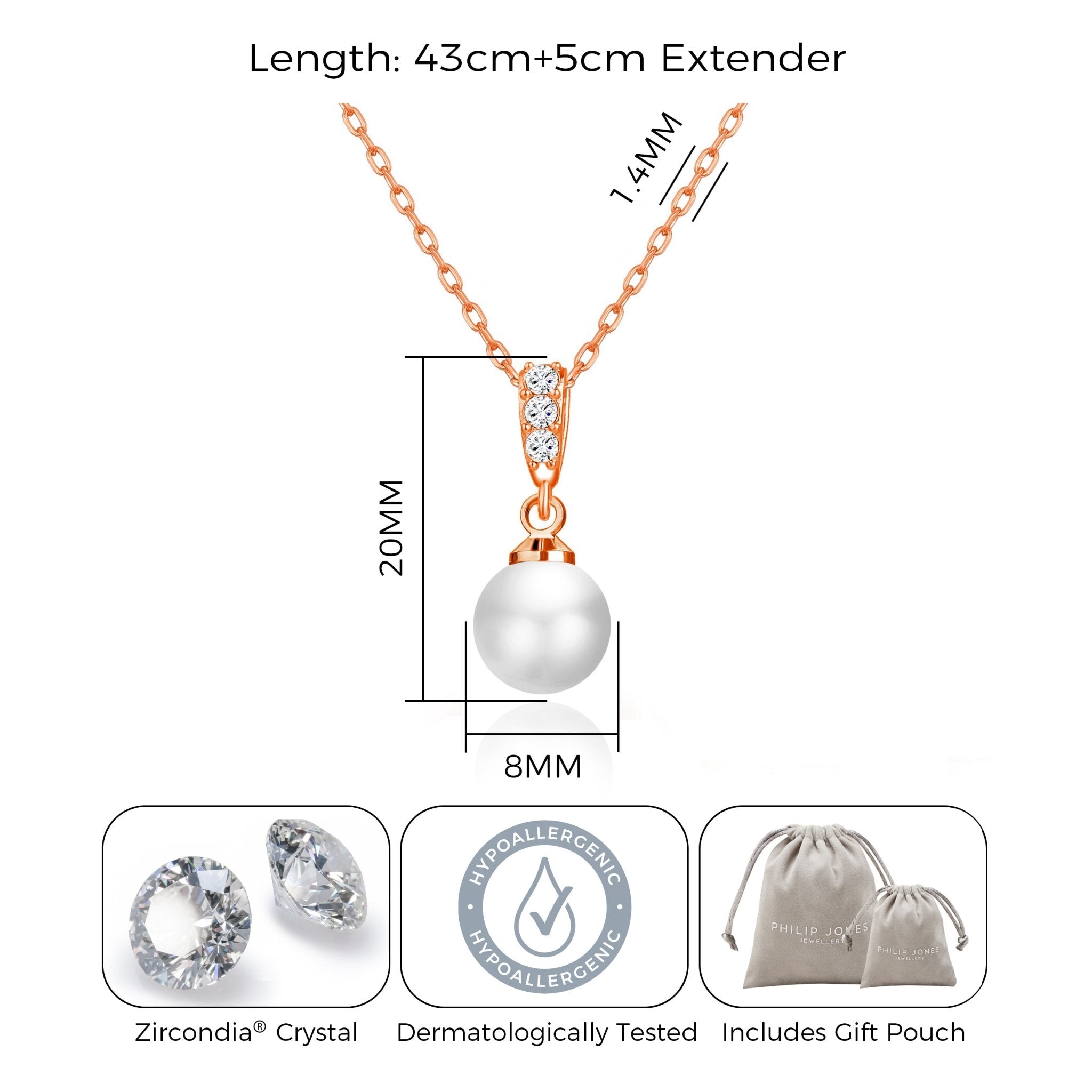 Rose Gold Plated I Couldn't Say I Do Without You Pearl Drop Wedding Necklace Created with Zircondia® Crystals
