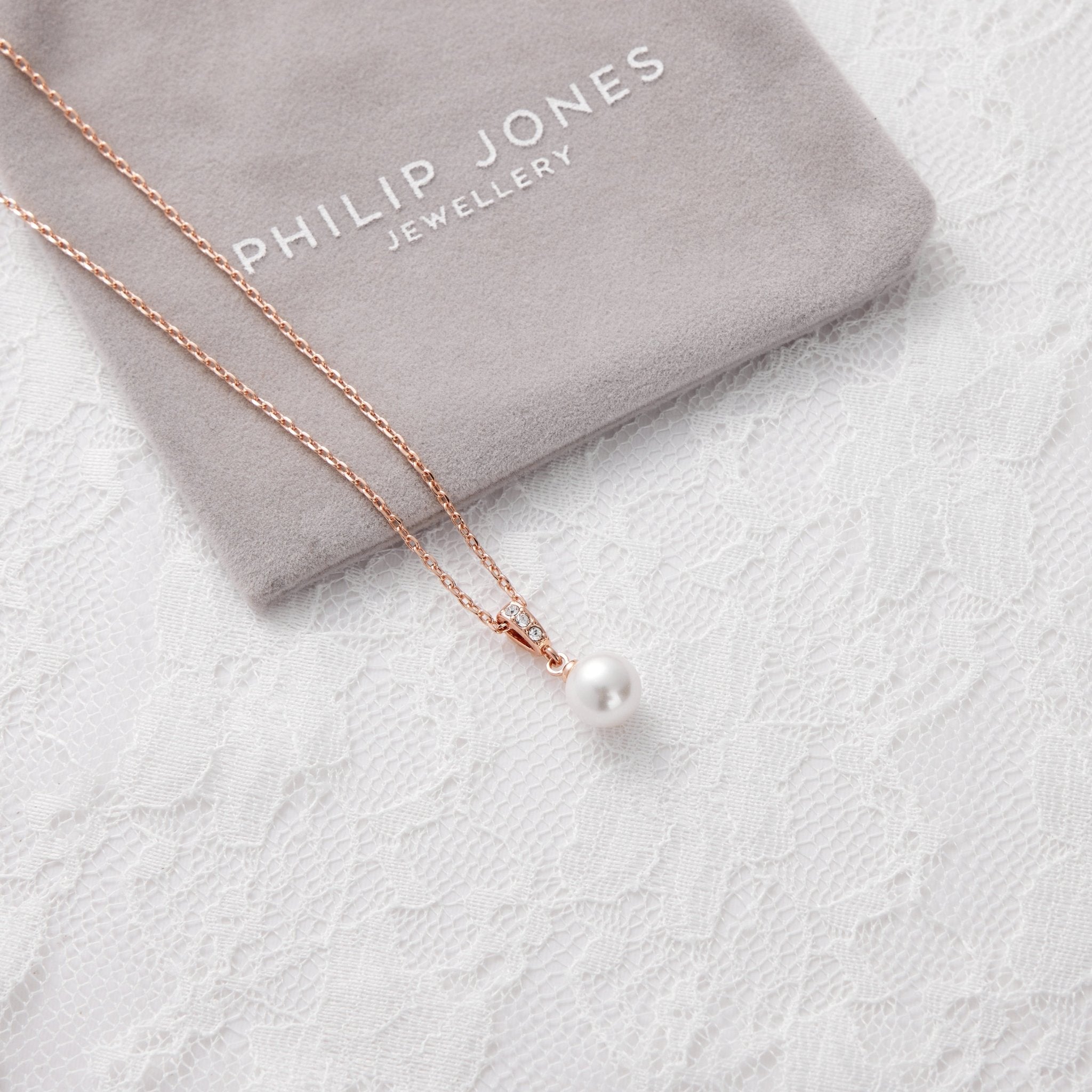 Rose Gold Plated I Couldn't Say I Do Without You Pearl Drop Wedding Necklace Created with Zircondia® Crystals