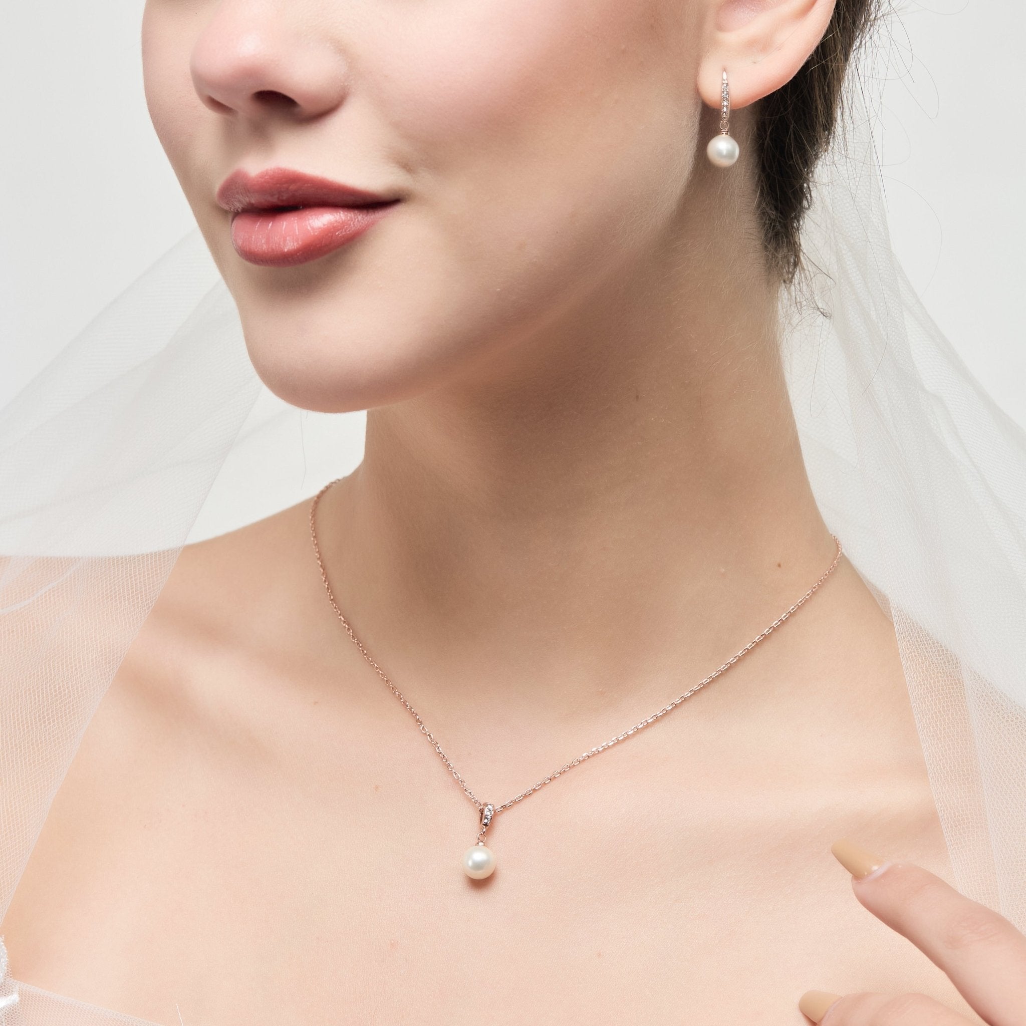 Rose Gold Plated I Couldn't Say I Do Without You Pearl Drop Set Created with Zircondia® Crystals