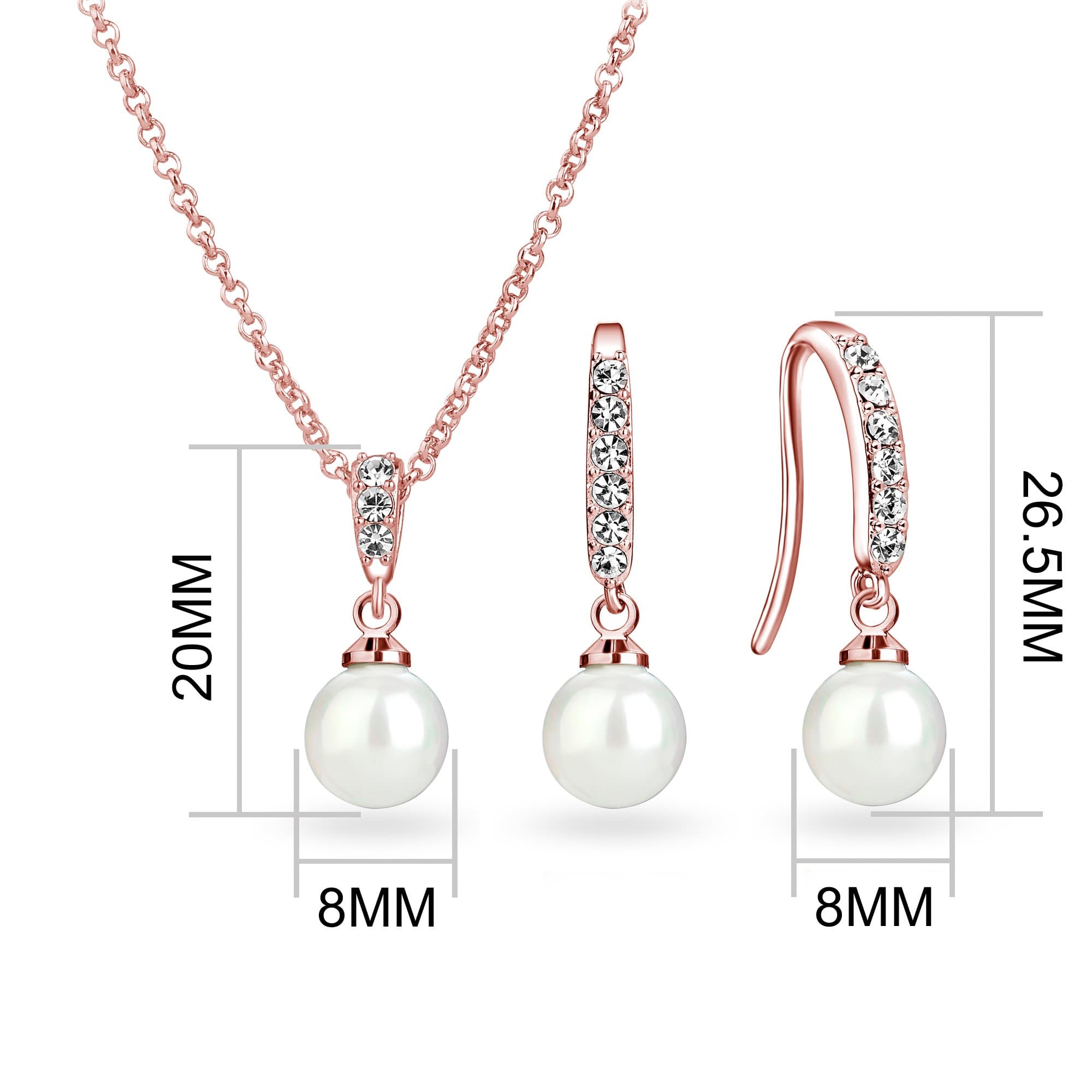 Rose Gold Plated I Couldn't Say I Do Without You Pearl Drop Set Created with Zircondia® Crystals