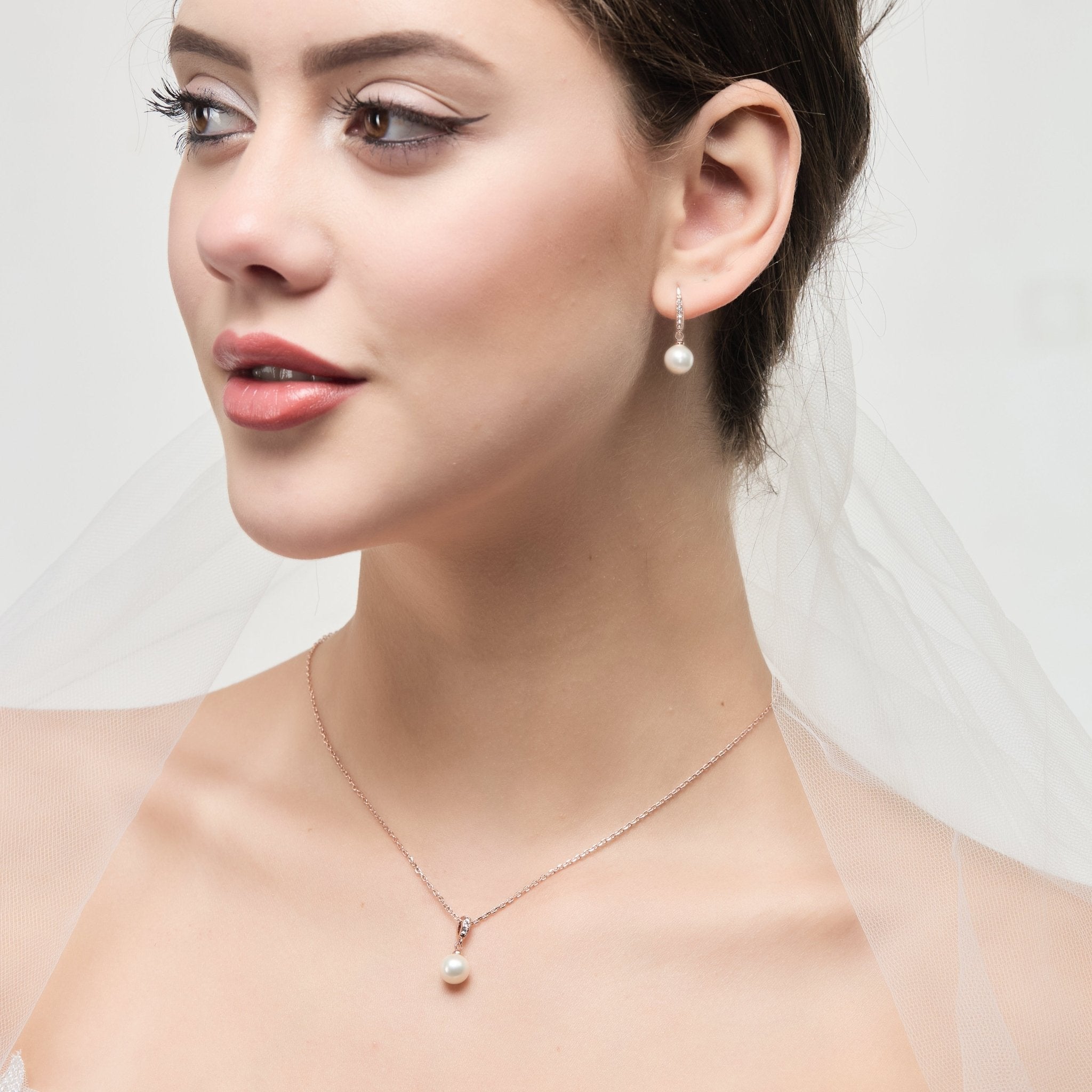 Rose Gold Plated I Couldn't Say I Do Without You Pearl Drop Set Created with Zircondia® Crystals