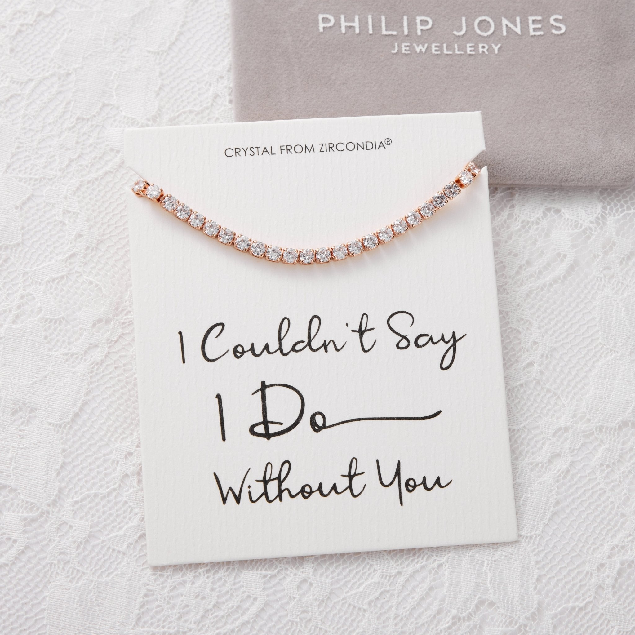 Rose Gold Plated I Couldn't Say I Do Without You Solitaire Friendship Bracelet Created with Zircondia® Crystals