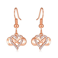 Rose Gold Plated Infinity Heart Drop Earrings Created with Zircondia® Crystals