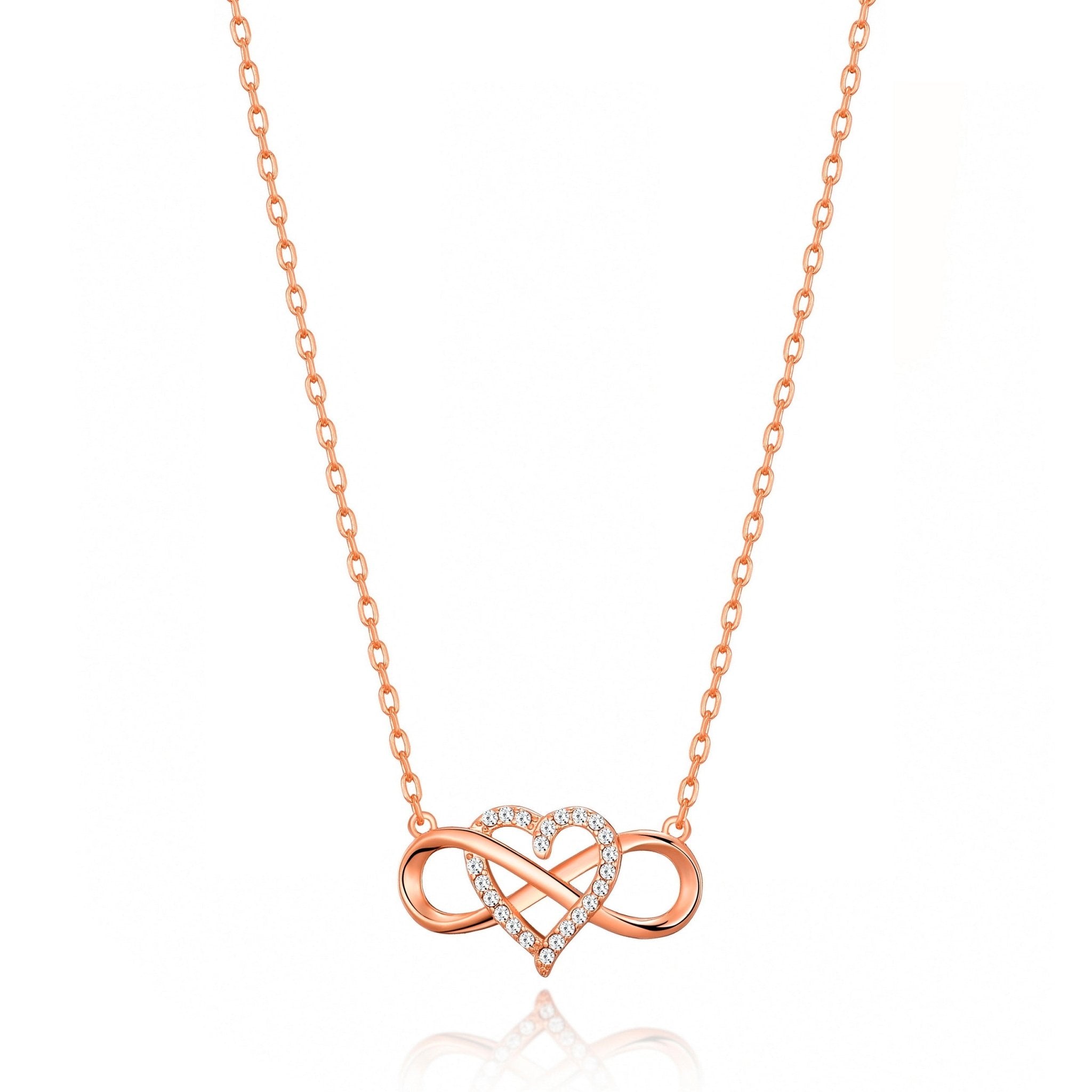 Rose Gold Plated Infinity Heart Necklace Created with Zircondia® Crystals
