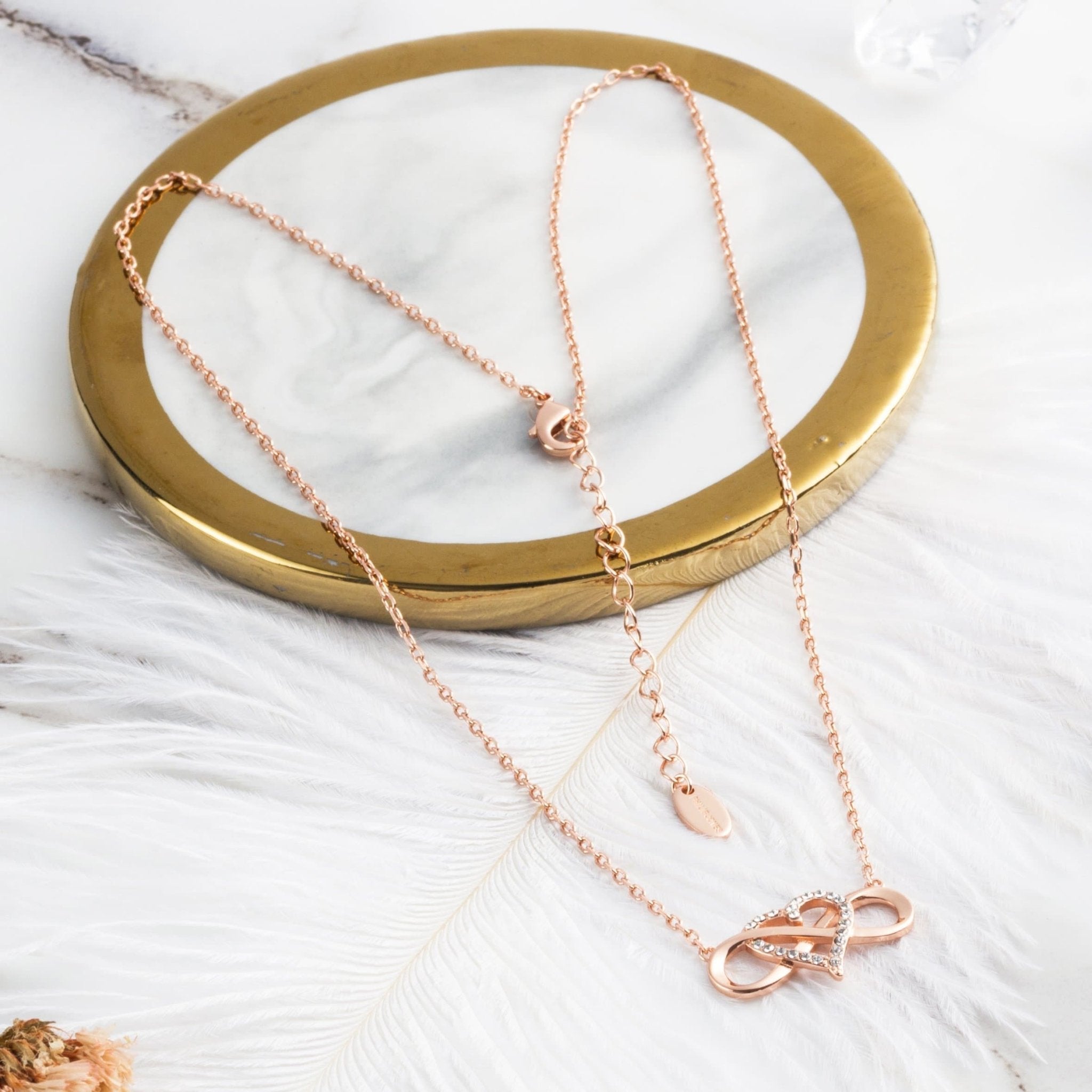 Rose Gold Plated Infinity Heart Necklace Created with Zircondia® Crystals