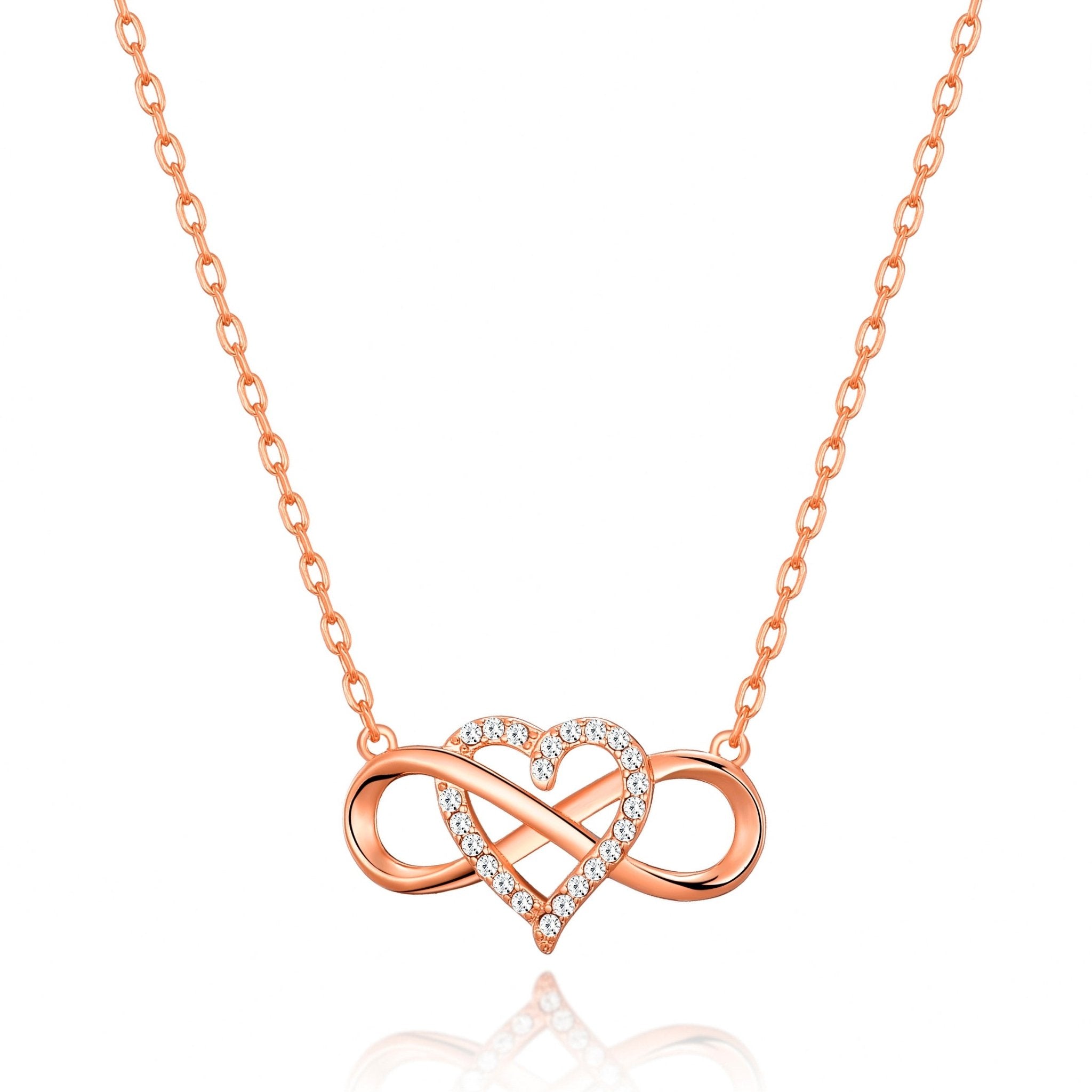 Rose Gold Plated Infinity Heart Necklace Created with Zircondia® Crystals