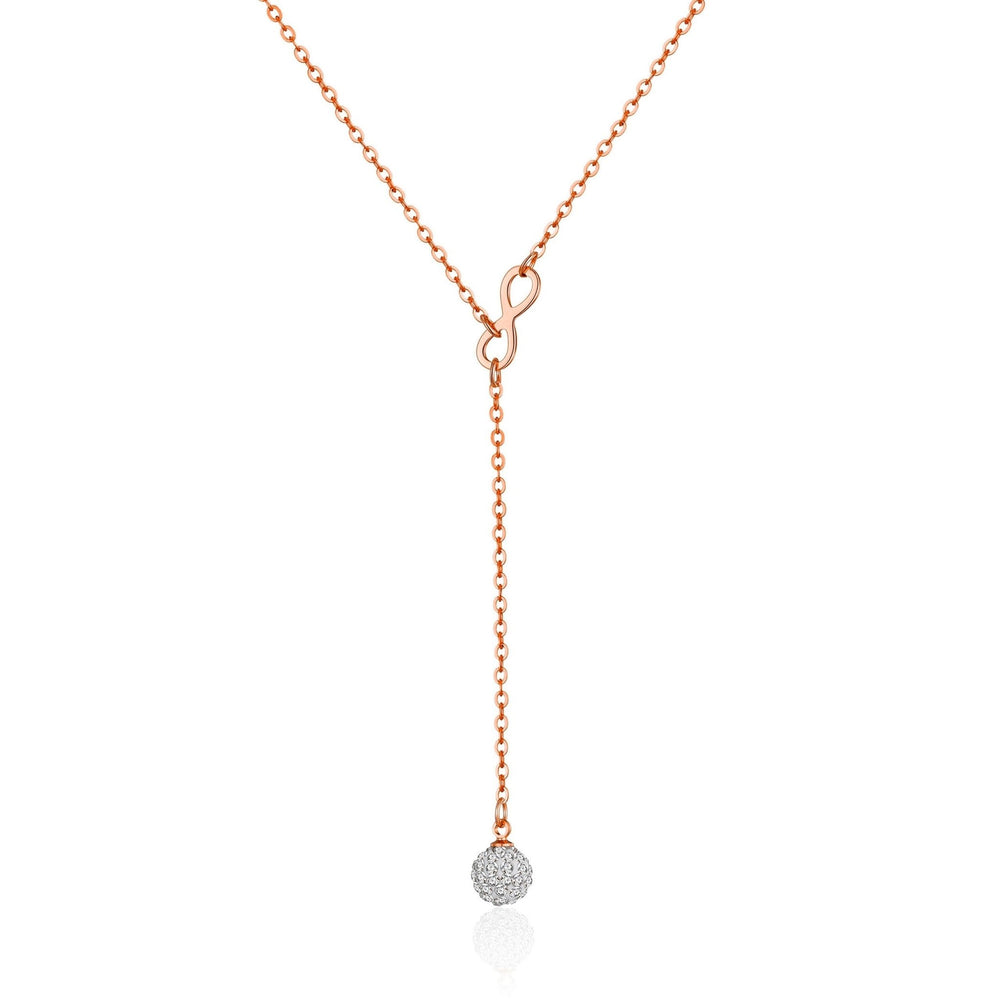 Rose Gold Plated Infinity Lariat Necklace Created with Zircondia® Crystals