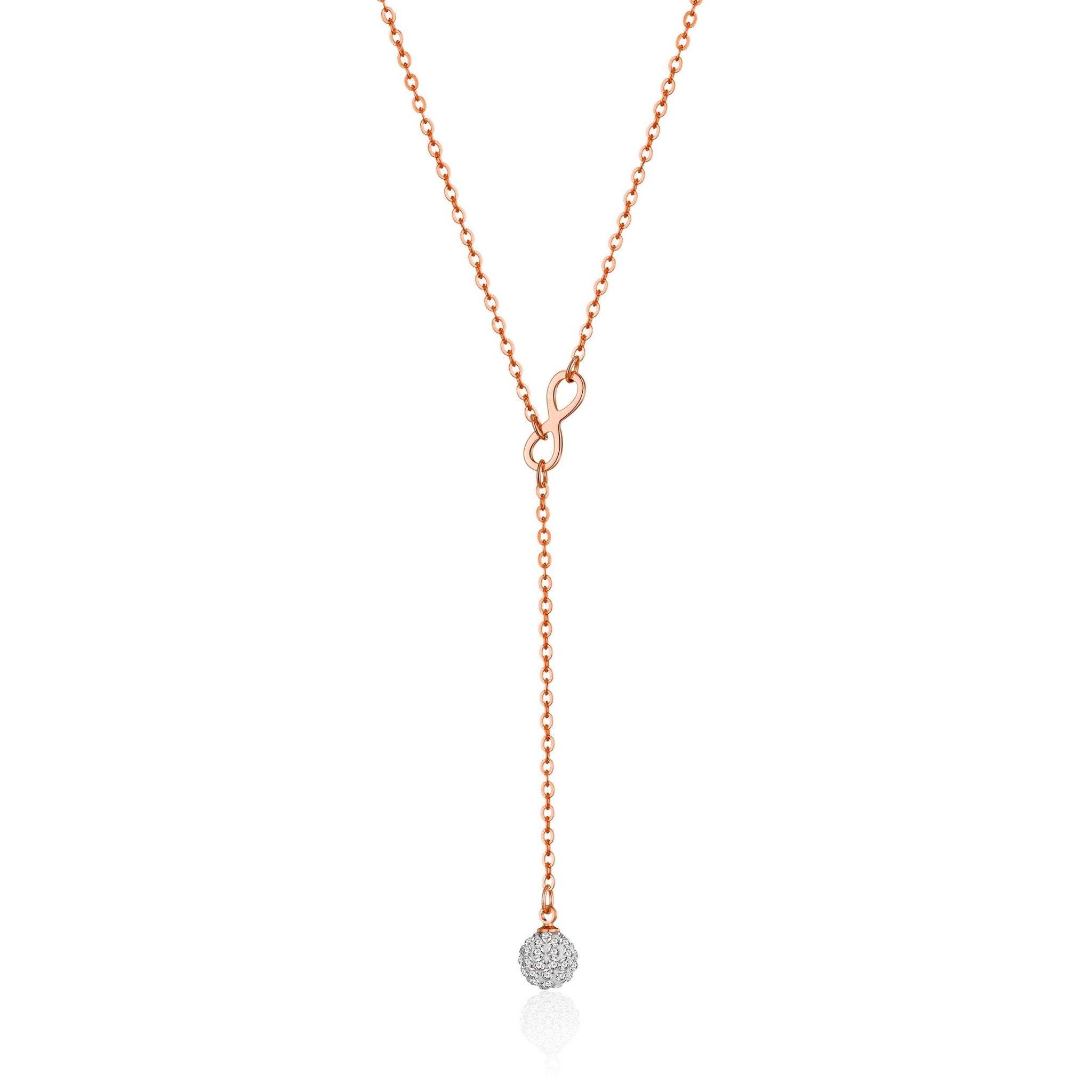 Rose Gold Plated Infinity Lariat Necklace Created with Zircondia® Crystals