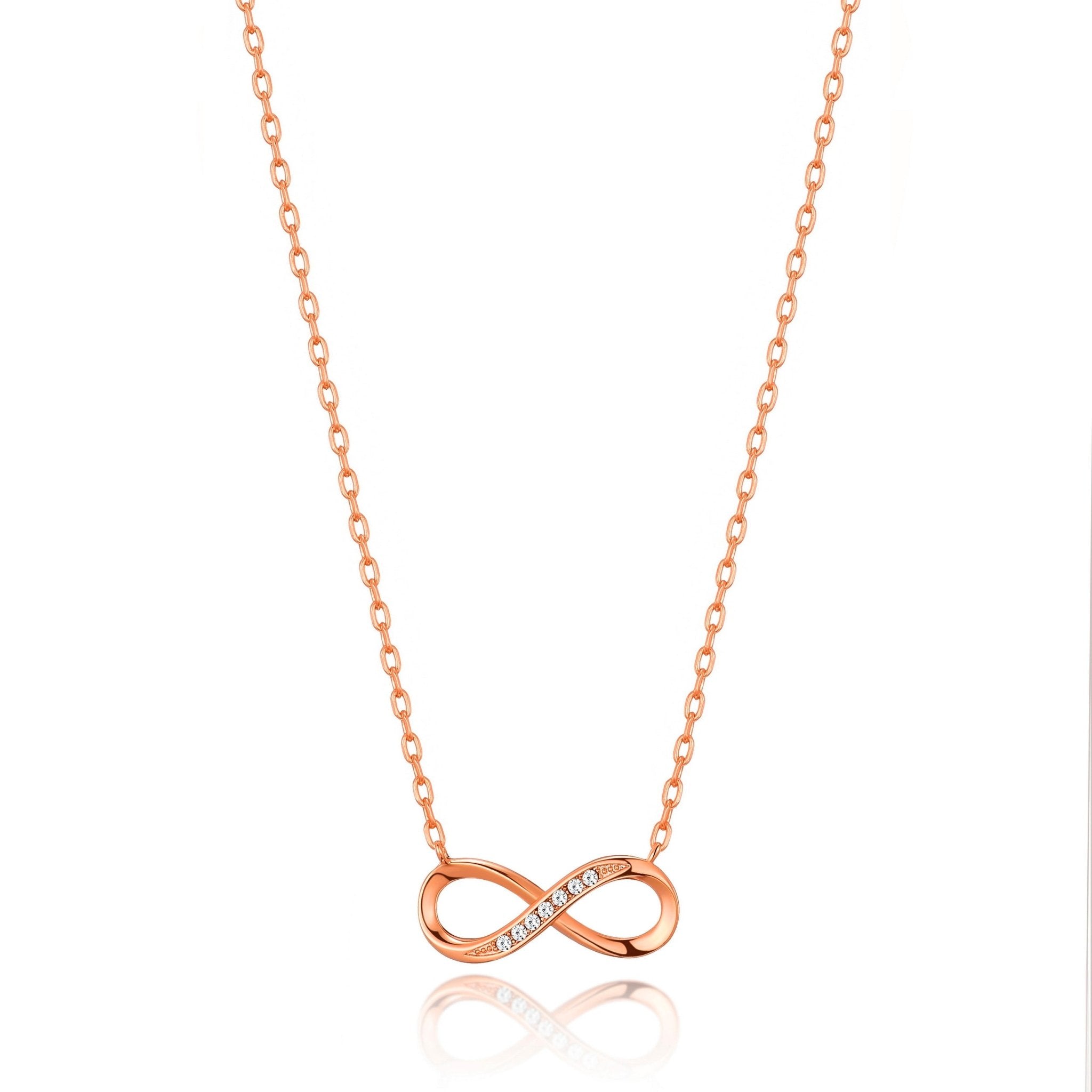 Rose Gold Plated Infinity Pendant Necklace Created with Zircondia® Crystals