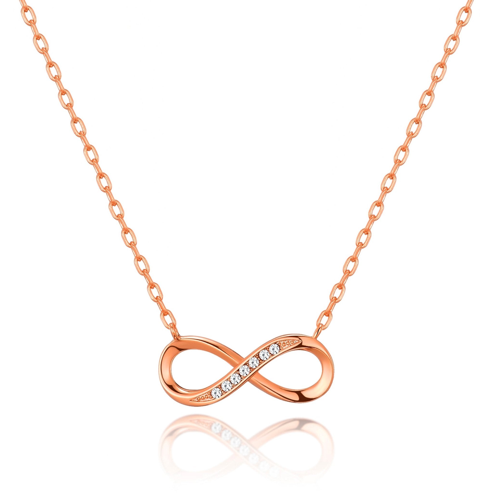 Rose Gold Plated Infinity Pendant Necklace Created with Zircondia® Crystals