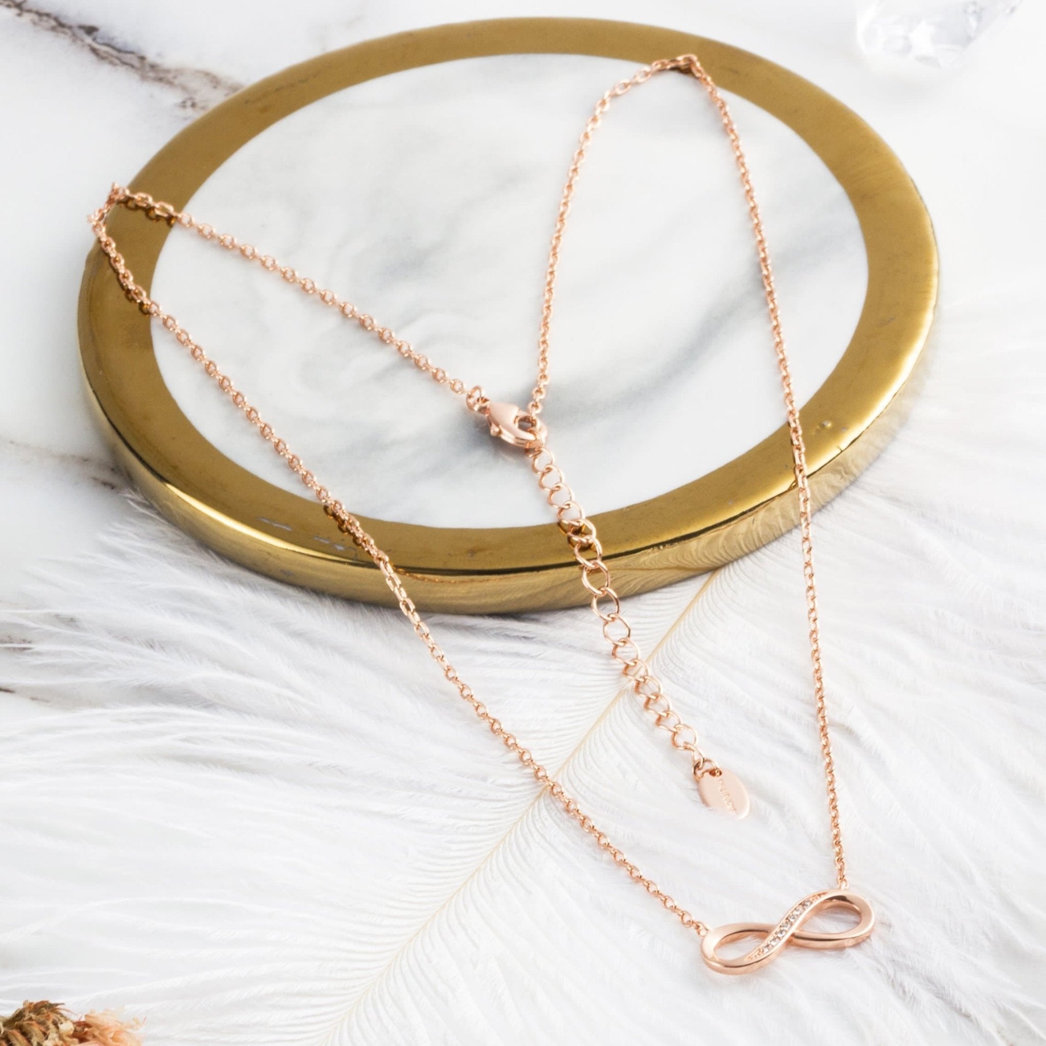 Rose Gold Plated Infinity Pendant Necklace Created with Zircondia® Crystals