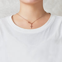 Rose Gold Plated Infinity with Cross Lariat Necklace