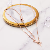 Rose Gold Plated Infinity with Cross Lariat Necklace