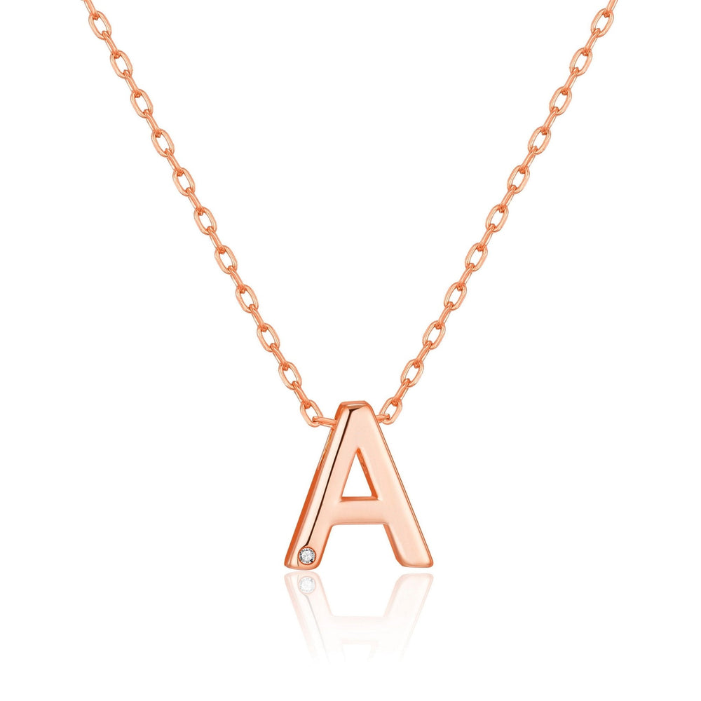 Rose Gold Plated Initial Necklace Letter A Created with Zircondia® Crystals