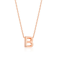 Rose Gold Plated Initial Necklace Letter B Created with Zircondia® Crystals