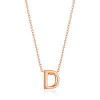 Rose Gold Plated Initial Necklace Letter D Created with Zircondia® Crystals