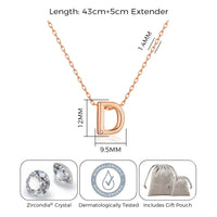 Rose Gold Plated Initial Necklace Letter D Created with Zircondia® Crystals