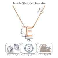 Rose Gold Plated Initial Necklace Letter E Created with Zircondia® Crystals