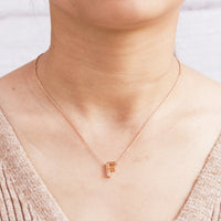 Rose Gold Plated Initial Necklace Letter F Created with Zircondia® Crystals