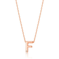 Rose Gold Plated Initial Necklace Letter F Created with Zircondia® Crystals
