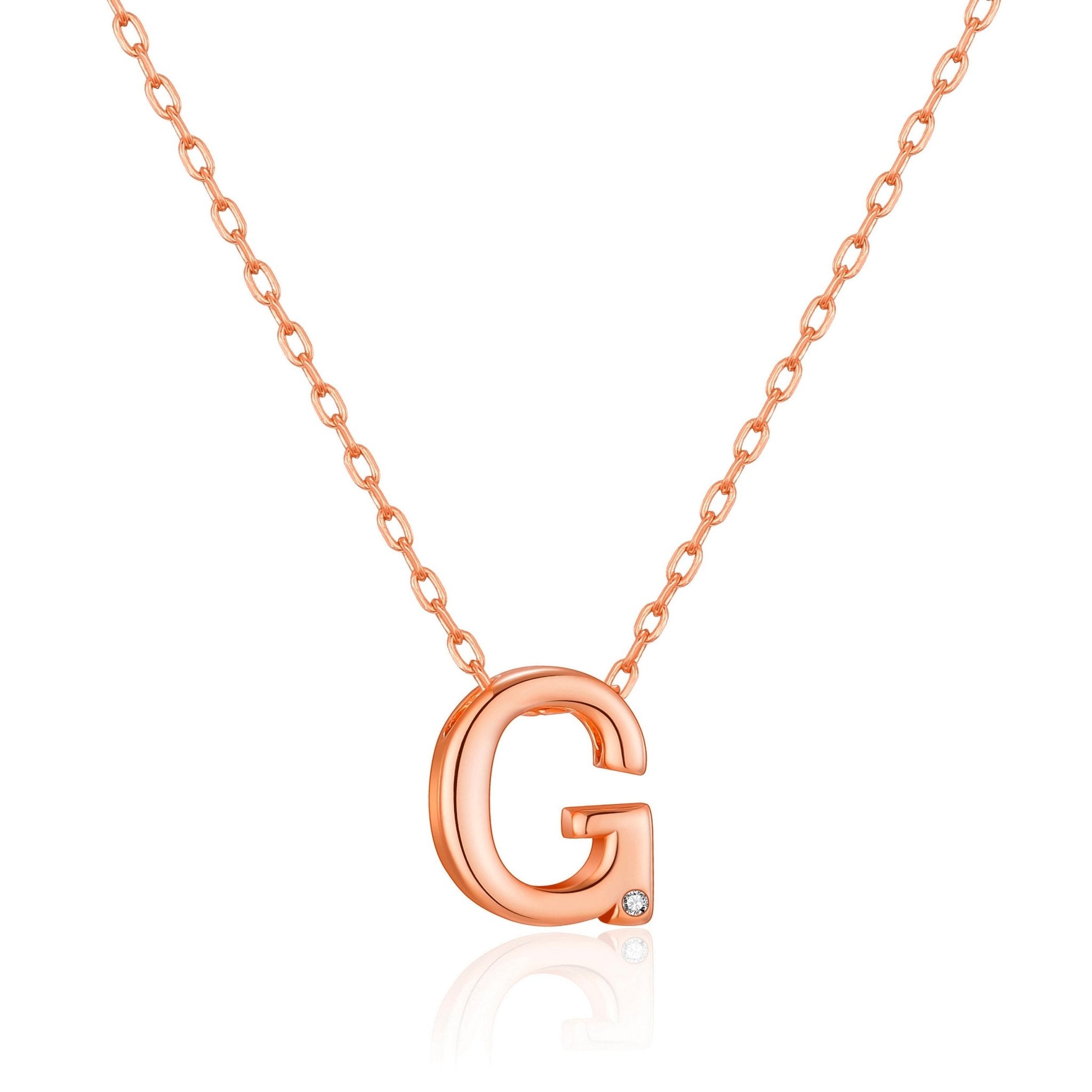 Rose Gold Plated Initial Necklace Letter G Created with Zircondia® Crystals