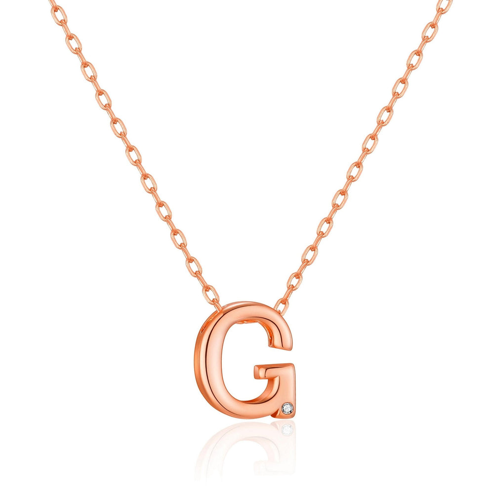 Rose Gold Plated Initial Necklace Letter G Created with Zircondia® Crystals