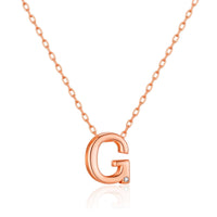 Rose Gold Plated Initial Necklace Letter G Created with Zircondia® Crystals