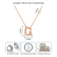 Rose Gold Plated Initial Necklace Letter G Created with Zircondia® Crystals