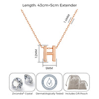 Rose Gold Plated Initial Necklace Letter H Created with Zircondia® Crystals