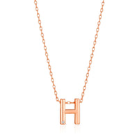 Rose Gold Plated Initial Necklace Letter H Created with Zircondia® Crystals