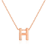 Rose Gold Plated Initial Necklace Letter H Created with Zircondia® Crystals