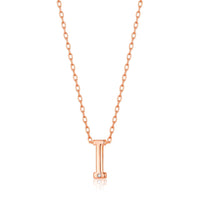 Rose Gold Plated Initial Necklace Letter I Created with Zircondia® Crystals