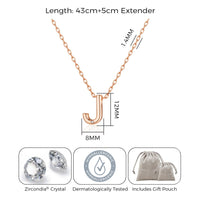 Rose Gold Plated Initial Necklace Letter J Created with Zircondia® Crystals