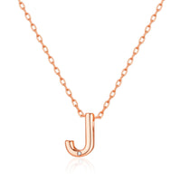 Rose Gold Plated Initial Necklace Letter J Created with Zircondia® Crystals
