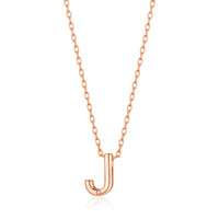 Rose Gold Plated Initial Necklace Letter J Created with Zircondia® Crystals