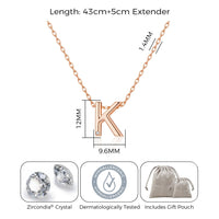 Rose Gold Plated Initial Necklace Letter K Created with Zircondia® Crystals