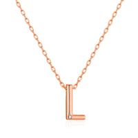 Rose Gold Plated Initial Necklace Letter L Created with Zircondia® Crystals