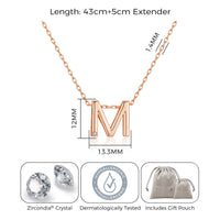 Rose Gold Plated Initial Necklace Letter M Created with Zircondia® Crystals
